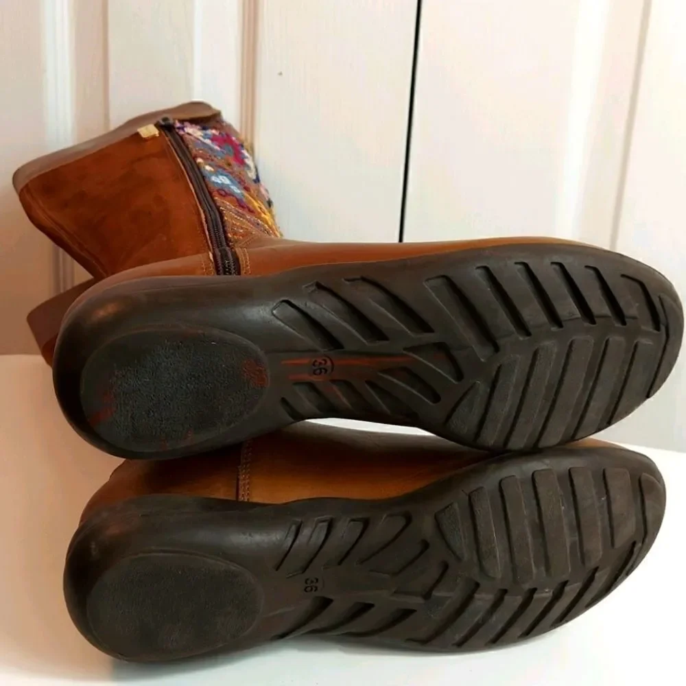 Karim Corzo Embroidered Tall Leather Boots Sz 36